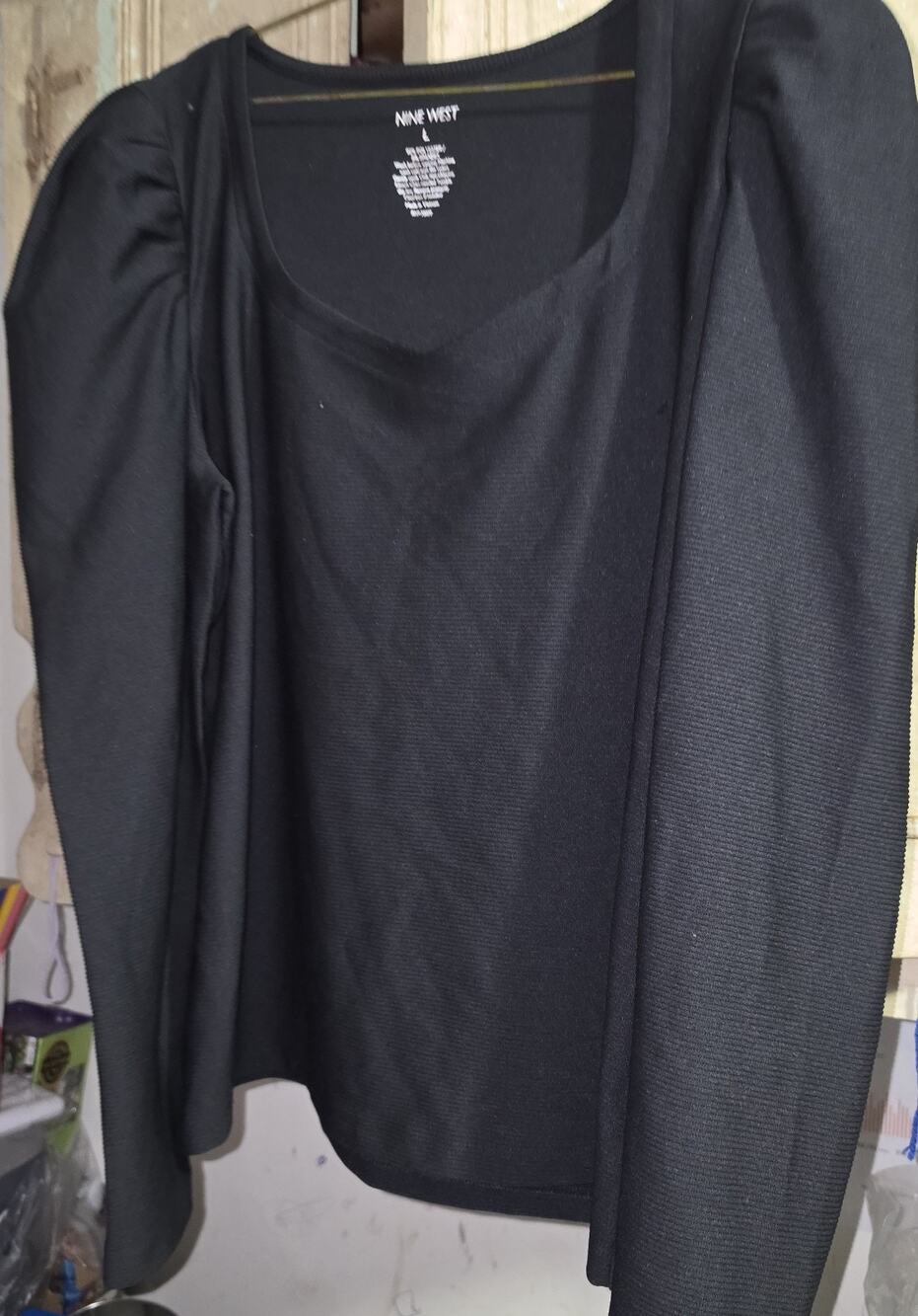 Nine West Women's Large Sweetheart Puff Sleeve Tee NWT